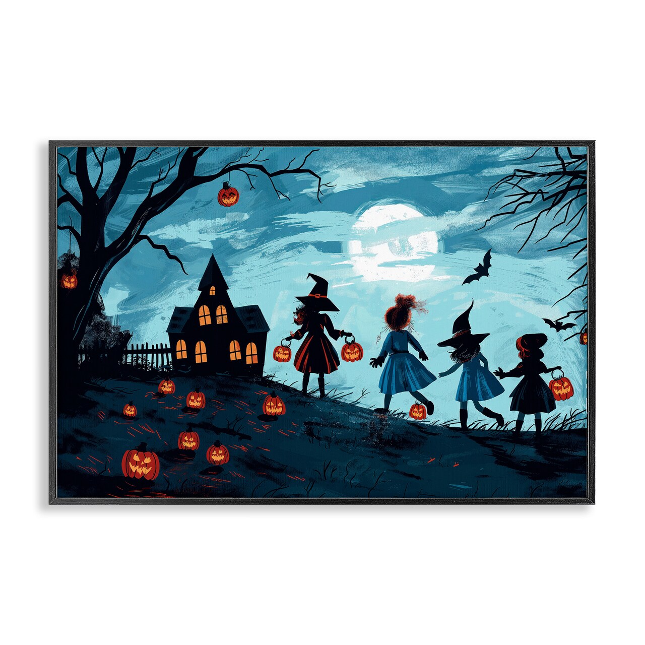 Stupell Industries Witch Trick Or Treaters Framed Giclee Design by Wumples